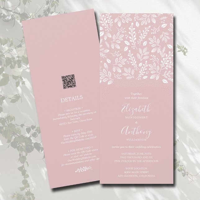 Botanical All In One Dusty Rose Wedding Invitation (Creator Uploaded)
