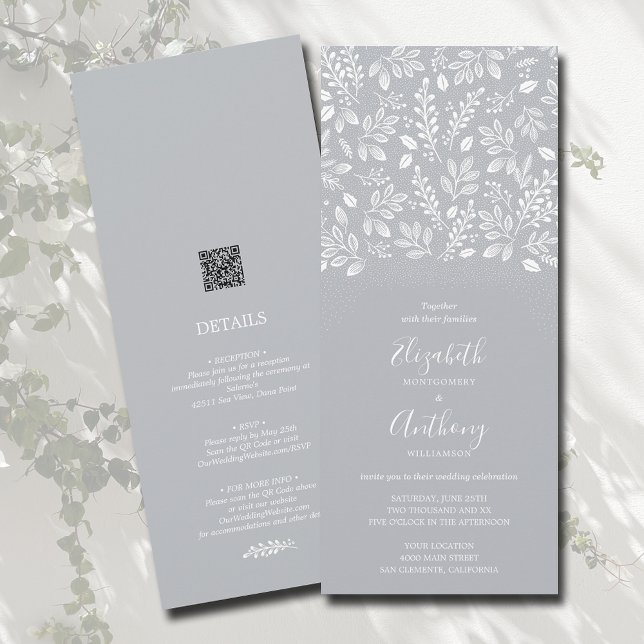 Botanical All-In-One Grey Wedding Invitation (Creator Uploaded)