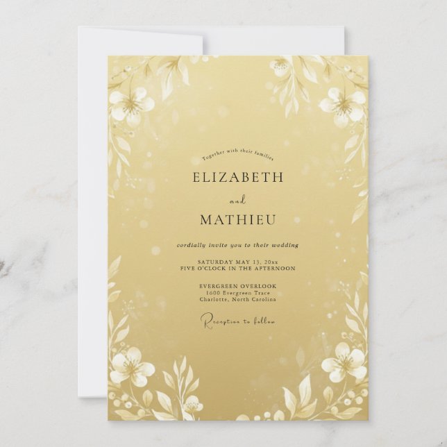 Botanical Amber Peony Wedding Invitation (Front)