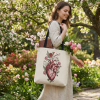 Botanical Anatomical Heart - Vintage Floral Design