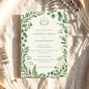 Botanical and greenery-themed weddings invitation