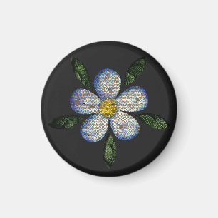Botanical and symmetic Mosaic with a floral theme Magnet