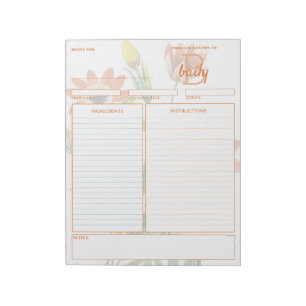 Botanical Anemone Customisable Recipe Notepad