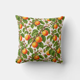 Botanical Apricots and Spring Blossoms Cushion