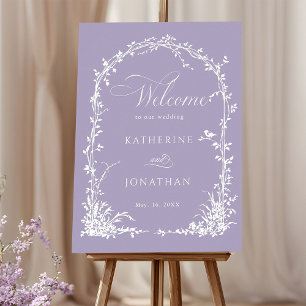  Botanical Arch Garden Lavender Wedding Welcome Poster