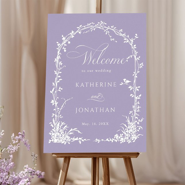  Botanical Arch Garden Lavender Wedding Welcome Poster (Creator Uploaded)