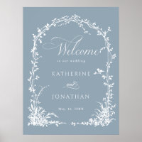 Botanical Arch Garden Wedding Dusty Blue Welcome