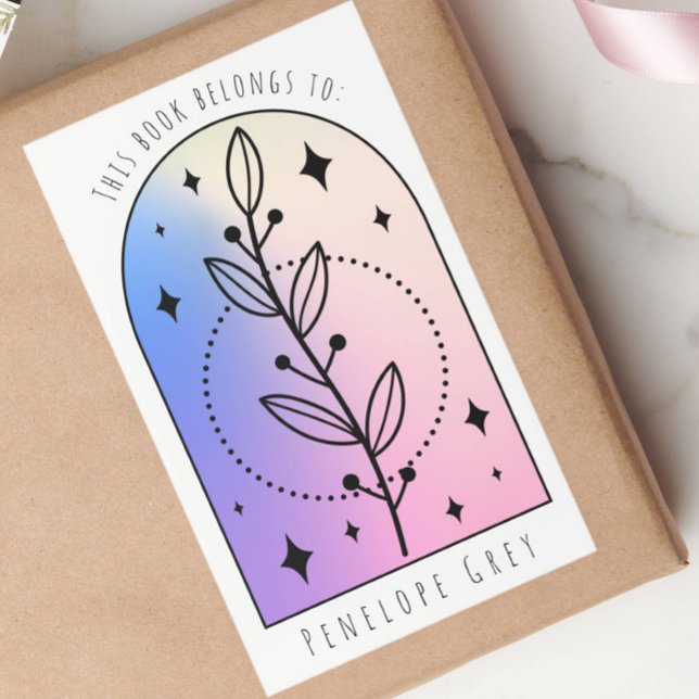 Botanical Arch Hologram Pastel Book Plate Rectangular Sticker (Creator Uploaded)