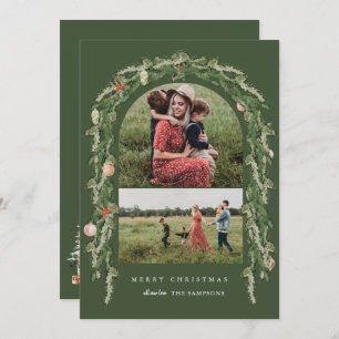 Botanical Arch Modern Photo Christmas Holiday Invitation
