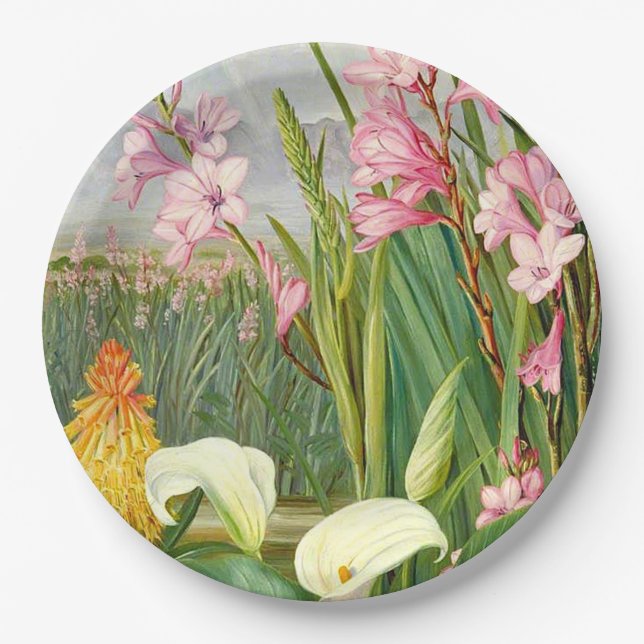 Botanical art: Beauties of the Swamp  Paper Plate (Front)