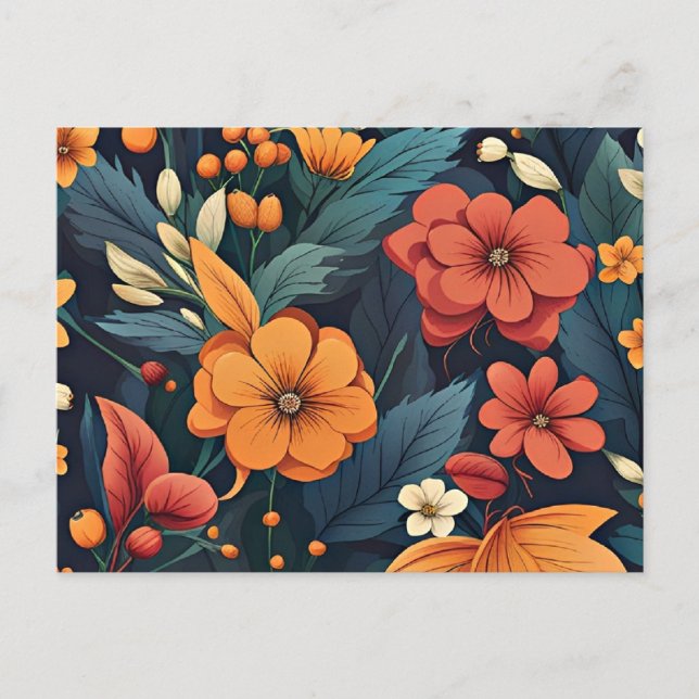 Botanical art, beautiful floral pattern, postcard (Front)