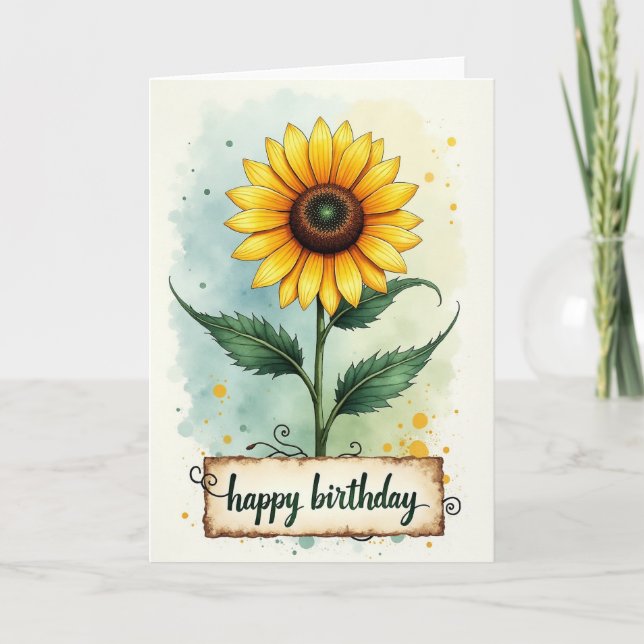 Botanical Art Birthday Card (Front)