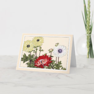 Botanical Art Card-  Anemones Thank You Card