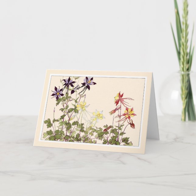 Botanical Art Card-Graceful Columbine Thank You Card (Front)