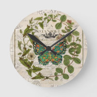 botanical art french country script leaf butterfly