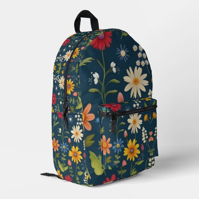 Botanical Art Printed Backpack (Back Corner Left)
