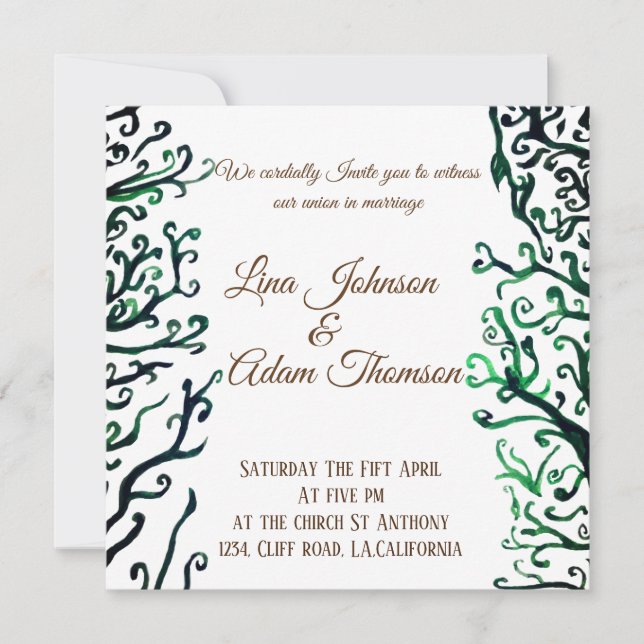 Botanical Art  Wedding Invitation (Front)