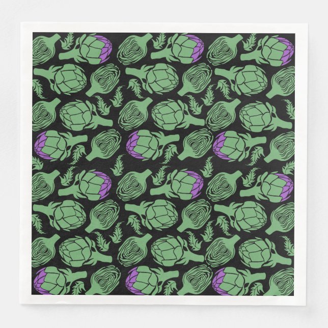 Botanical Artichoke Art Home Decor Napkin (Front)