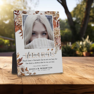 Botanical Autumn Floral Memorial Keepsake Photo Plaque