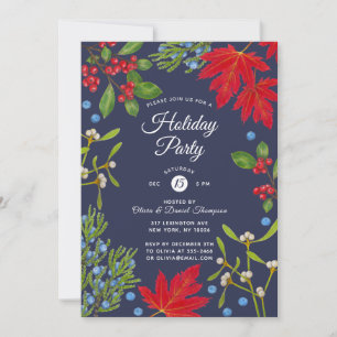 Botanical Autumn Plants Holiday Party Invitation