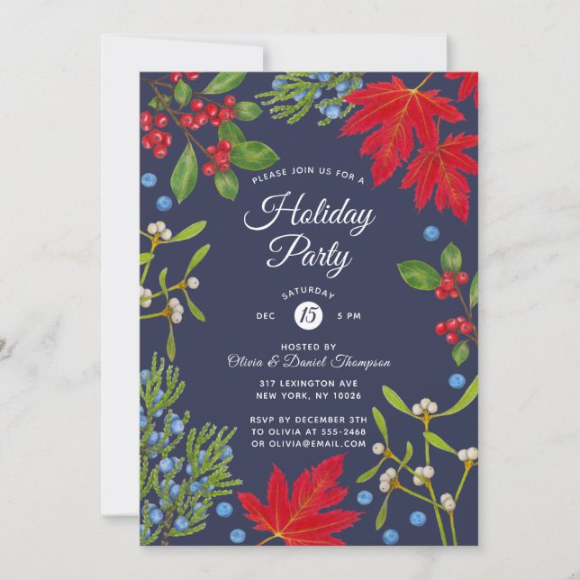 Botanical Autumn Plants Holiday Party Invitation (Front)