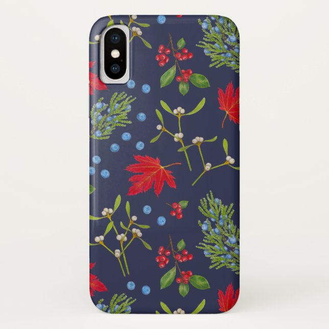 Botanical Autumn Plants Pattern iPhone Case (Back)