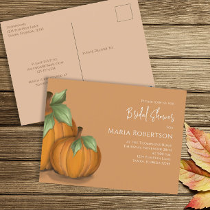 Botanical Autumn Pumpkins Bridal Shower Postcard