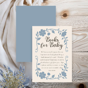 Botanical Baby Shower Book Request Card Blue Sage