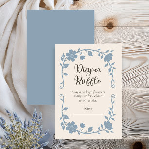 Botanical Baby Shower Diaper Raffle Blue Sage Enclosure Card