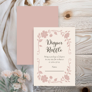 Botanical Baby Shower Diaper Raffle Blush Enclosure Card