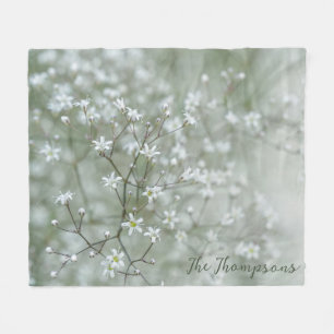 Botanical Baby's Breath Flower Photo And Your Name Fleece Blanket