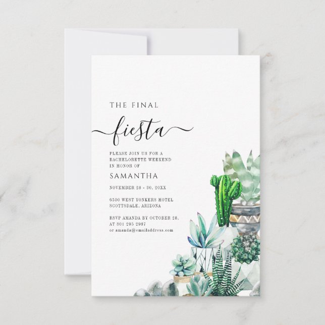 Botanical Bachelorette Weekend Party Itinerary Invitation (Front)
