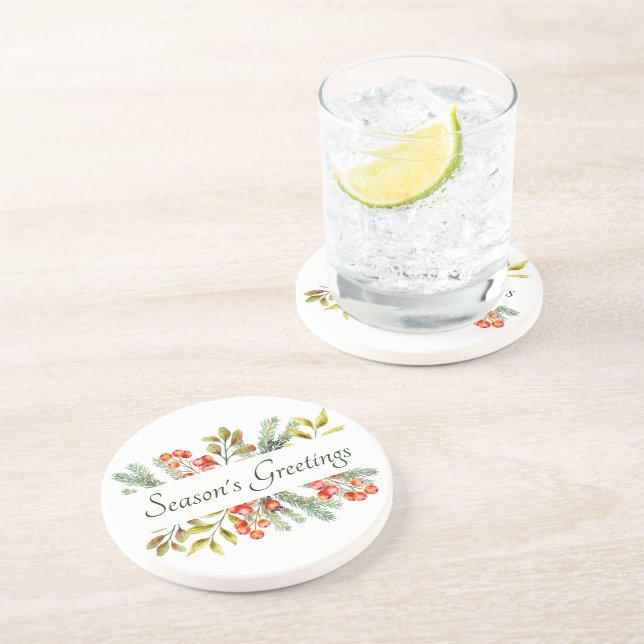 Botanical banner custom holiday  coaster (Side)