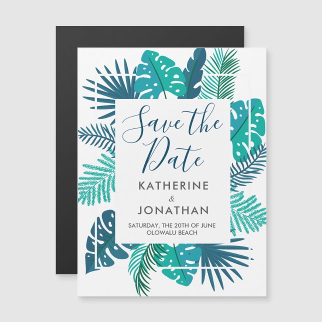 Botanical Beach Tropical Save the Date Magnet (Front/Back)