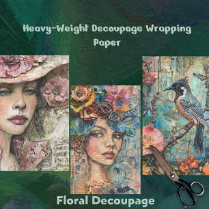 Botanical Beauties & Bird Heavy Weight Decoupage  Wrapping Paper Sheet