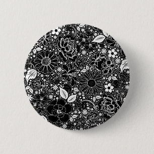 Botanical Beauties Black and White 6 Cm Round Badge