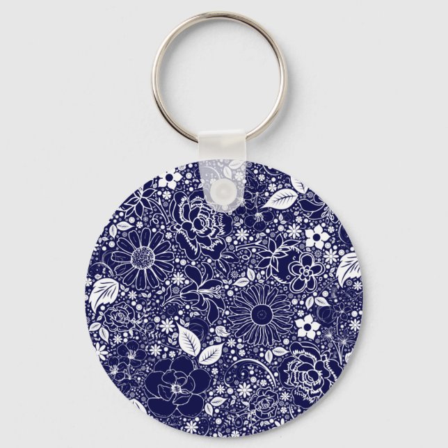 Botanical Beauties Blue Key Ring (Front)