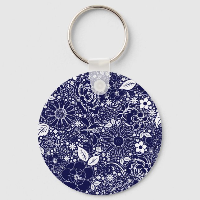 Botanical Beauties Blue Keychain (Front)
