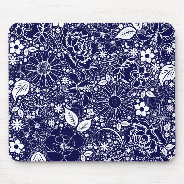 Botanical Beauties Blue Mouse Pad (Front)