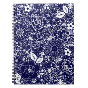 Botanical Beauties Blue Spiral Notebook