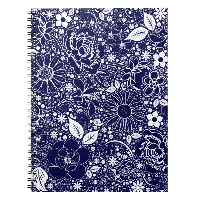 Botanical Beauties Blue Spiral Notebook (Front)