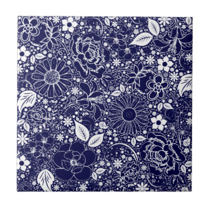 Botanical Beauties Blue Tile