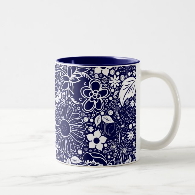 Botanical Beauties Blue Two-Tone Coffee Mug (Right)