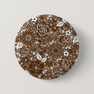 Botanical Beauties Brown PinBack Button