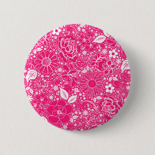Botanical Beauties Hot Pink 6 Cm Round Badge
