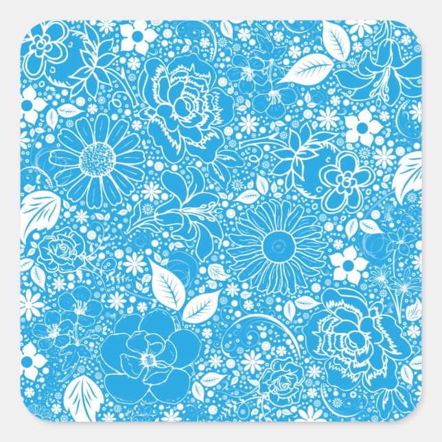 Botanical Beauties Light Blue Sq Sticker (Front)