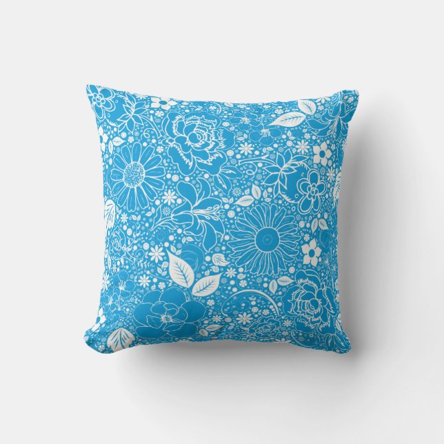 Botanical Beauties Light Blue THROW PILLOW (Front)