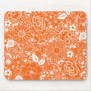 Botanical Beauties Orange Mouse Pad