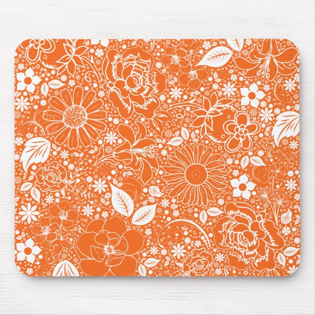 Botanical Beauties Orange Mouse Pad (Front)