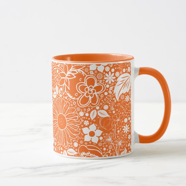 Botanical Beauties Orange Ringer Coffee Mug (Right)